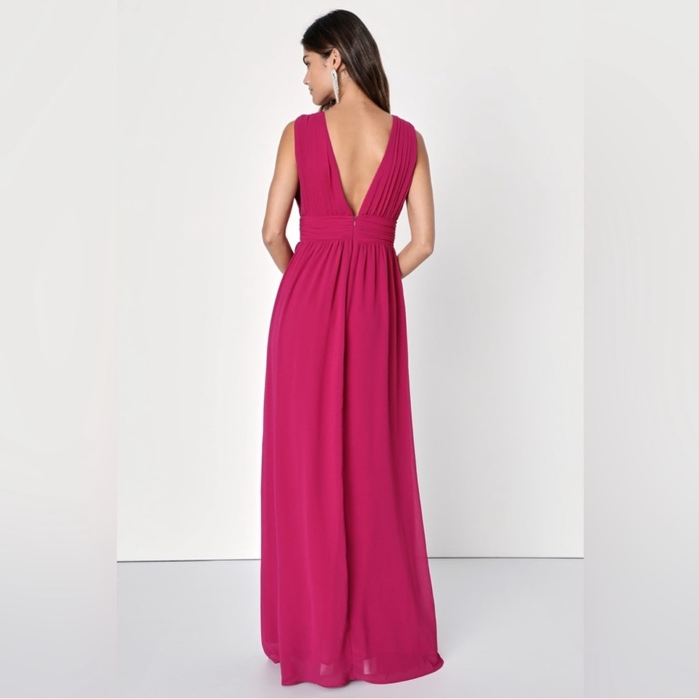 Lulus Heavenly Hues NWOT size Large Magenta Maxi Dress Chiffon‎ Formal Gown - Picture 2 of 15